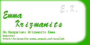 emma krizmanits business card